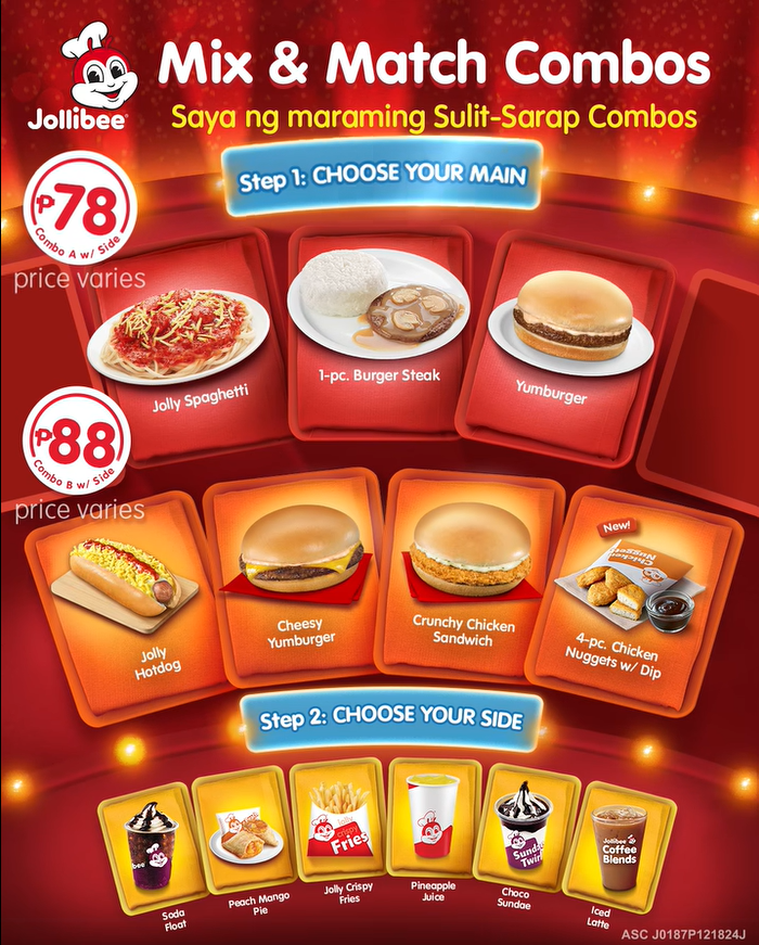 Jolibee Mix and Match Menu