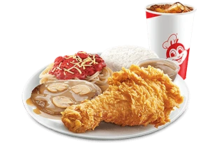 1-pc. Chickenjoy, Burger Steak & Half Jolly Spaghetti Super Meal w/ Drink