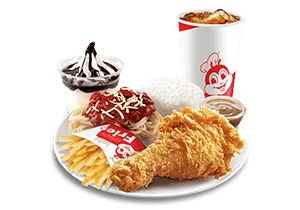 1-pc. Chickenjoy, Regular Fries & Half Jolly Spaghetti Super Meal w/ Mini Chocolate Sundae & Drink